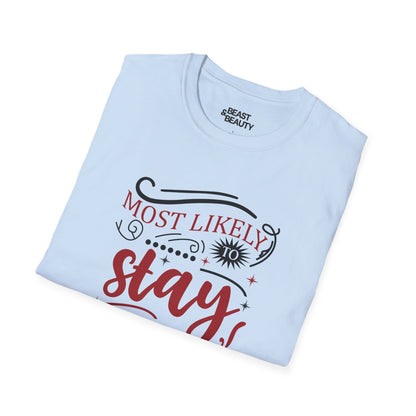 Most Likely to Stay Home Christmas T-Shirt t-shirt product image 6 from Beast and Beauty