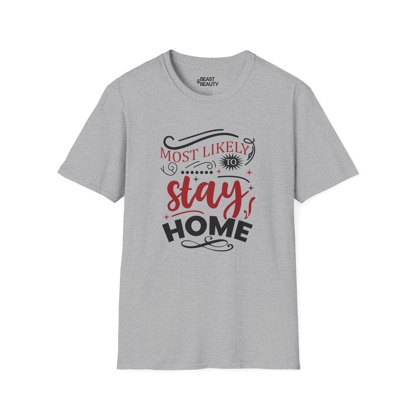 Most Likely to Stay Home Christmas T-Shirt t-shirt product image 4 from Beast and Beauty