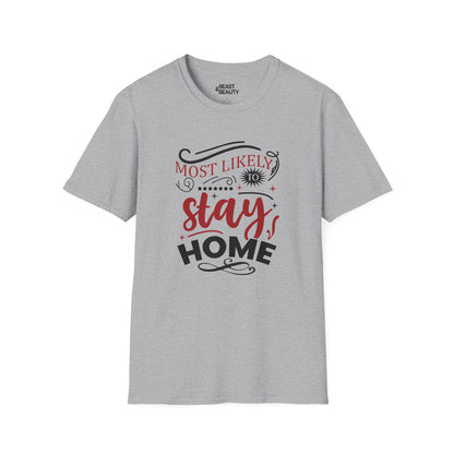Most Likely to Stay Home Christmas T-Shirt t-shirt product image 4 from Beast and Beauty
