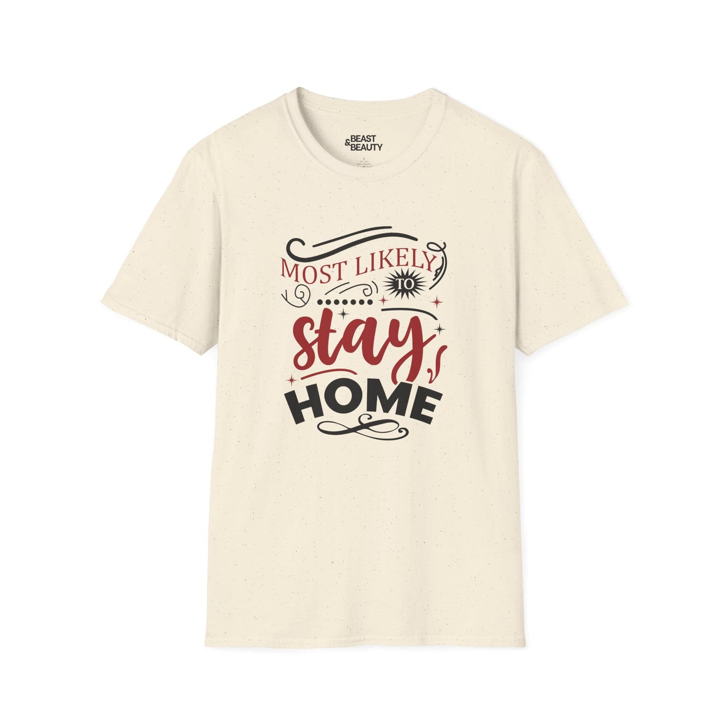 Most Likely to Stay Home Christmas T-Shirt t-shirt product image 3 from Beast and Beauty