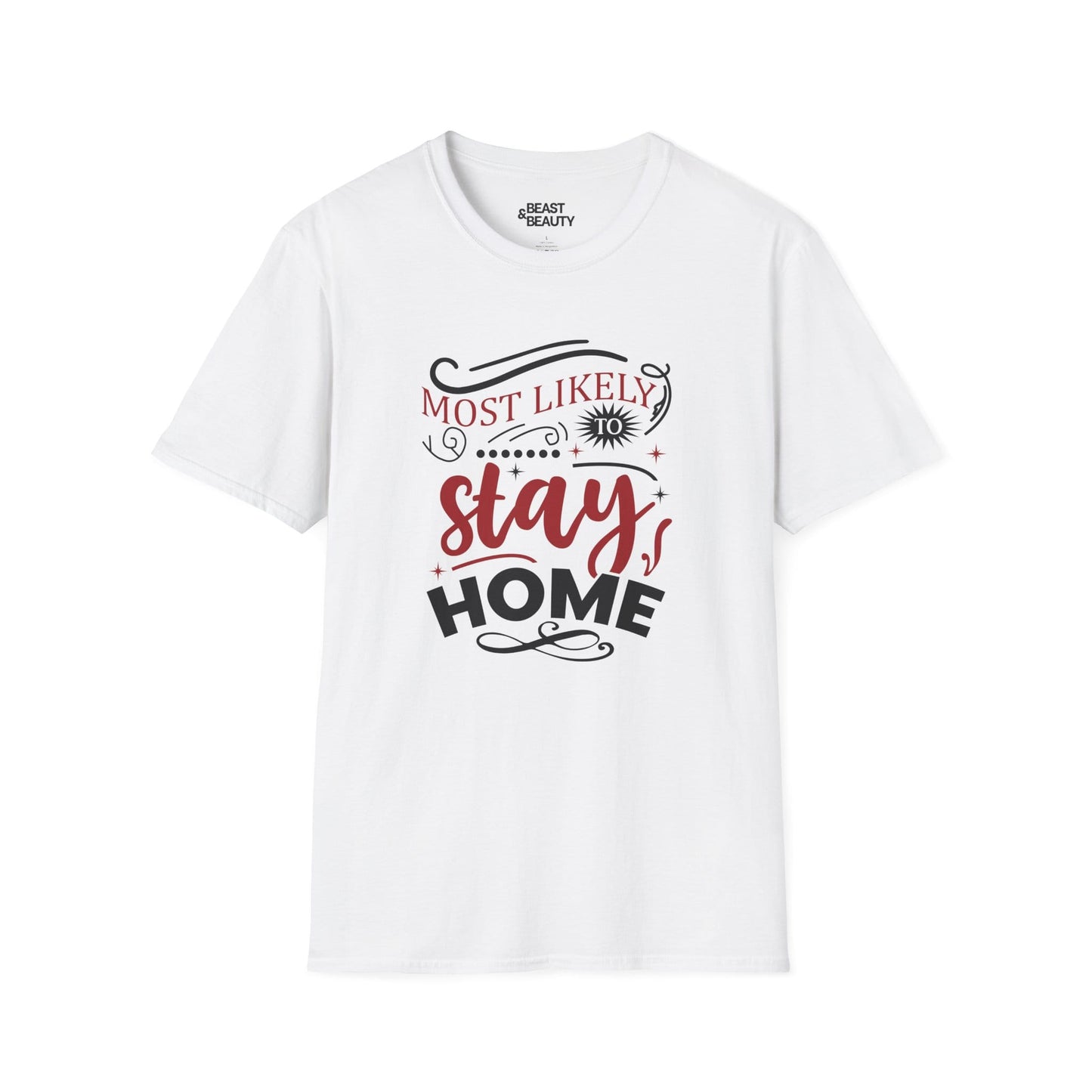 Most Likely to Stay Home Christmas T-Shirt t-shirt product image 2 from Beast and Beauty