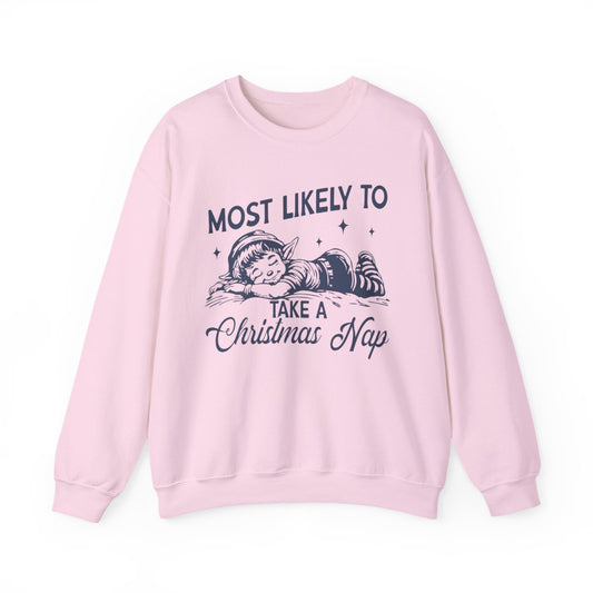 Most Likely To Take A Christmas Nap Sweatshirt - funny sweatshirt by Cheeky Business