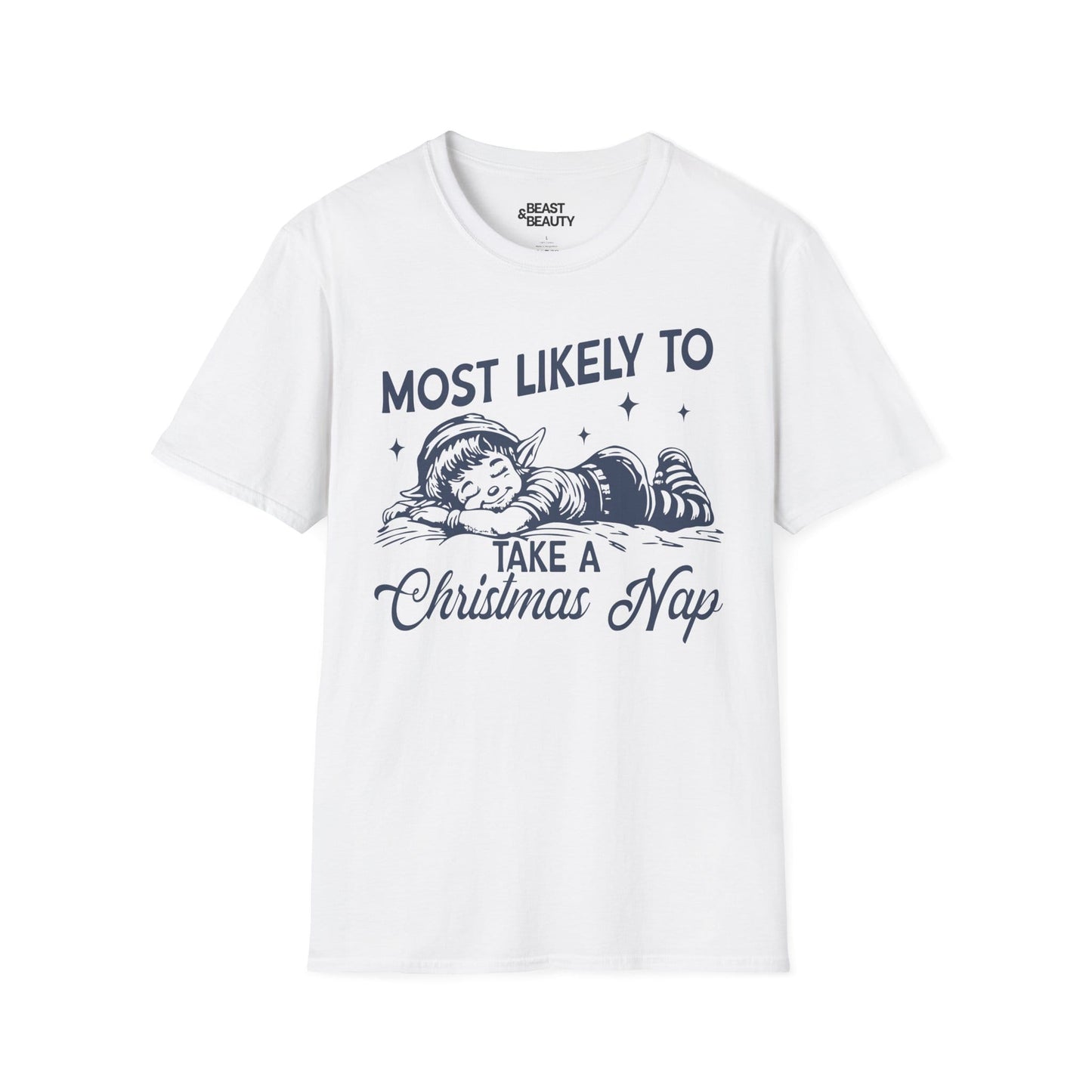 most likely to take a christmas nap t-shirt white t-shirt Christmas gift idea