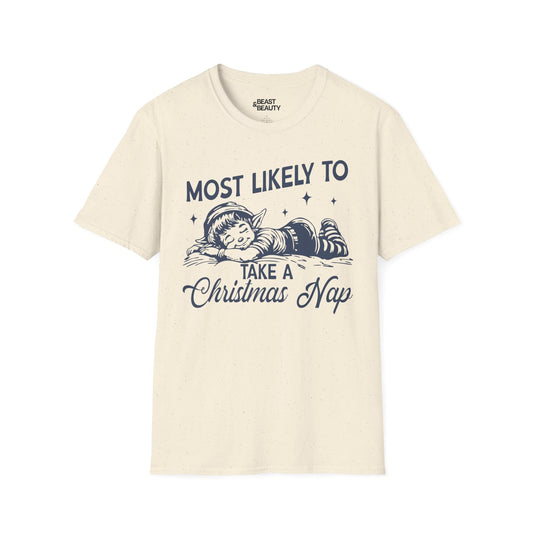 most likely to take a christmas nap t-shirt natural t-shirt Christmas gift idea