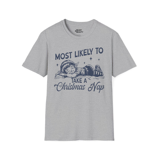 most likely to take a christmas nap t-shirt sport grey t-shirt Christmas gift idea