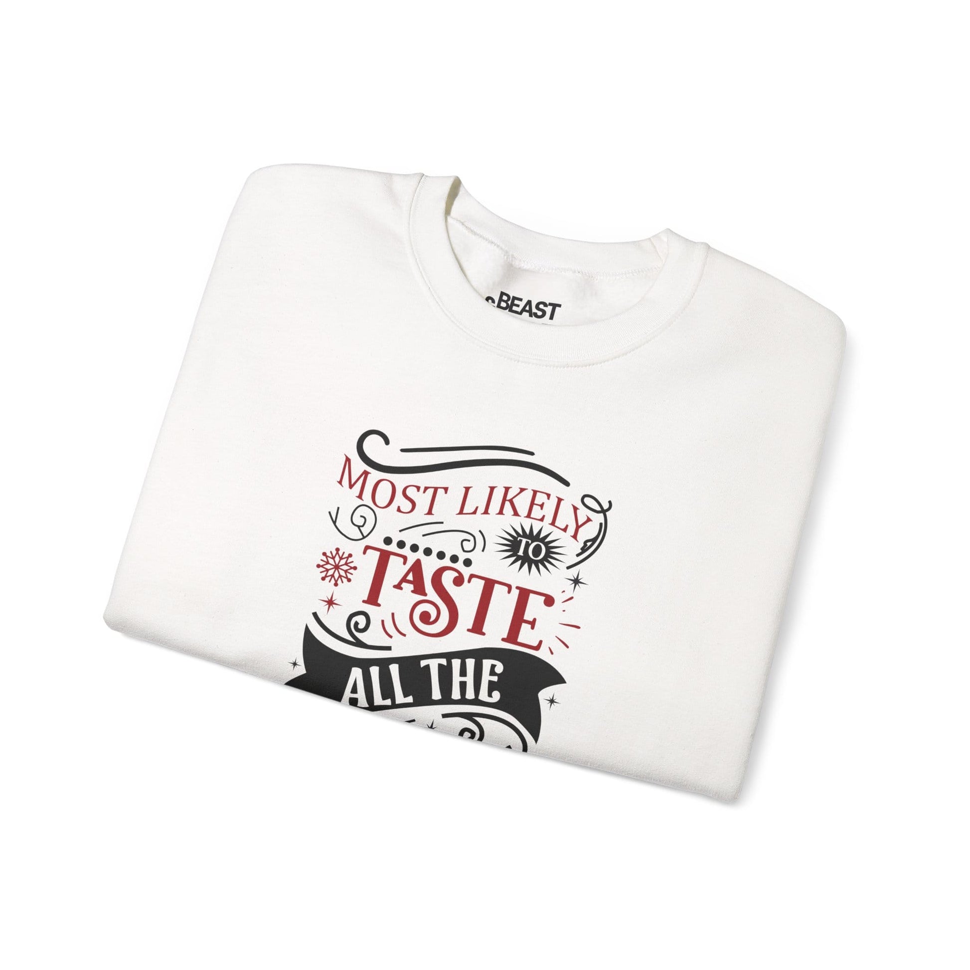 most likely to taste all the wine & food christmas sweatshirt sweatshirt Christmas gift idea image 4