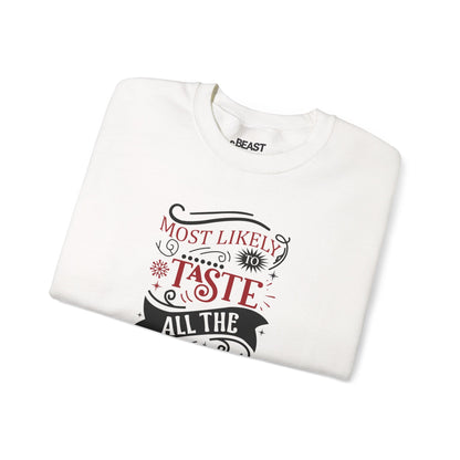 most likely to taste all the wine & food christmas sweatshirt sweatshirt Christmas gift idea image 4