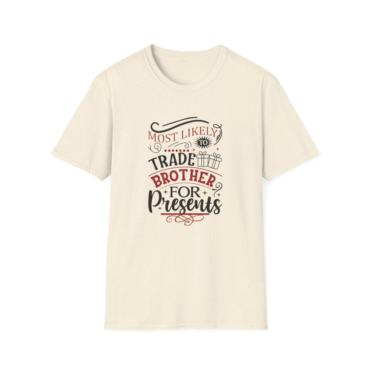 sport grey t-shirt featuring funny sibling Christmas present design for brothers and sisters