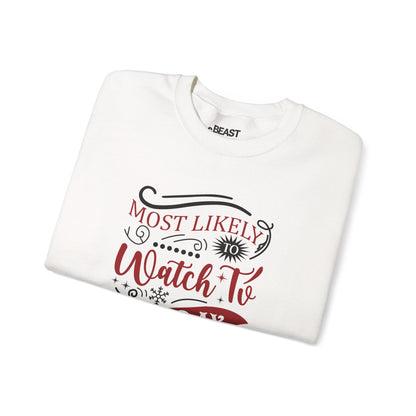 most likely to watch tv all day christmas sweatshirt sweatshirt Christmas gift idea image 4