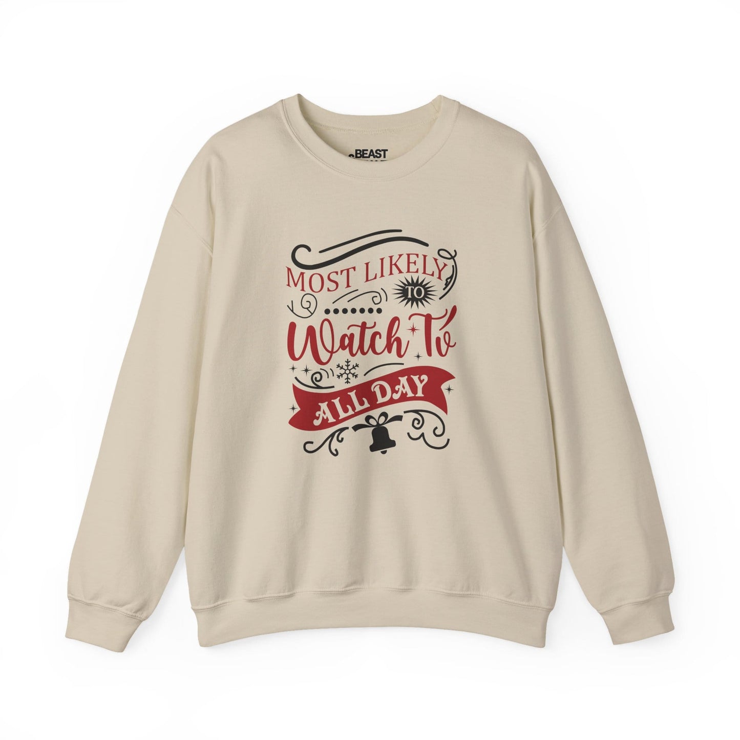 most likely to watch tv all day christmas sweatshirt sand sweatshirt Christmas gift idea