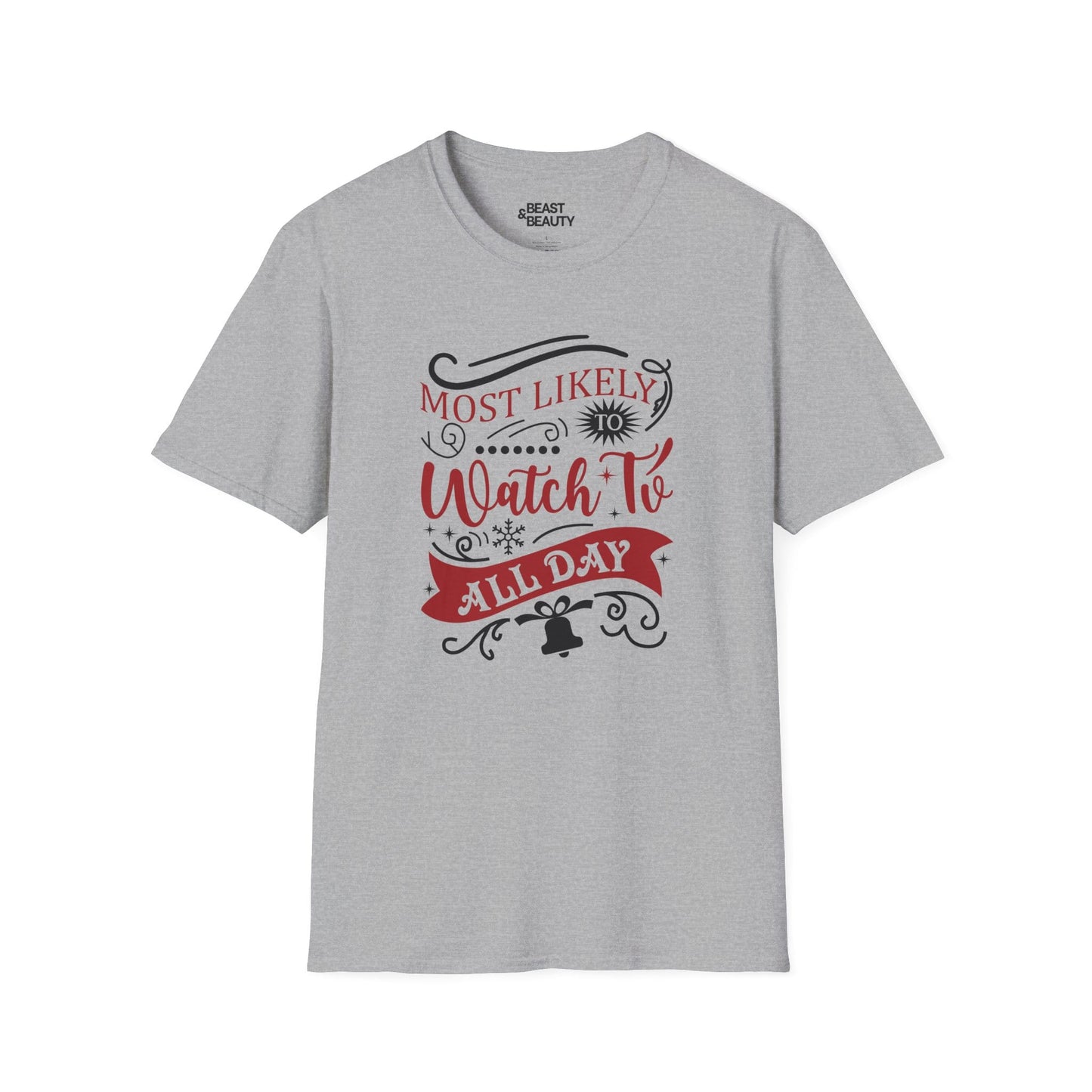 most likely to watch tv all day t-shirt sport grey t-shirt Christmas gift idea