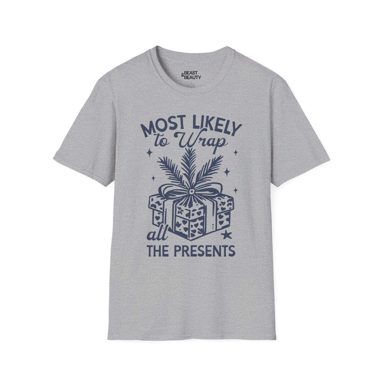 most likely to wrap all the presents christmas t-shirt sport grey t-shirt Christmas gift idea