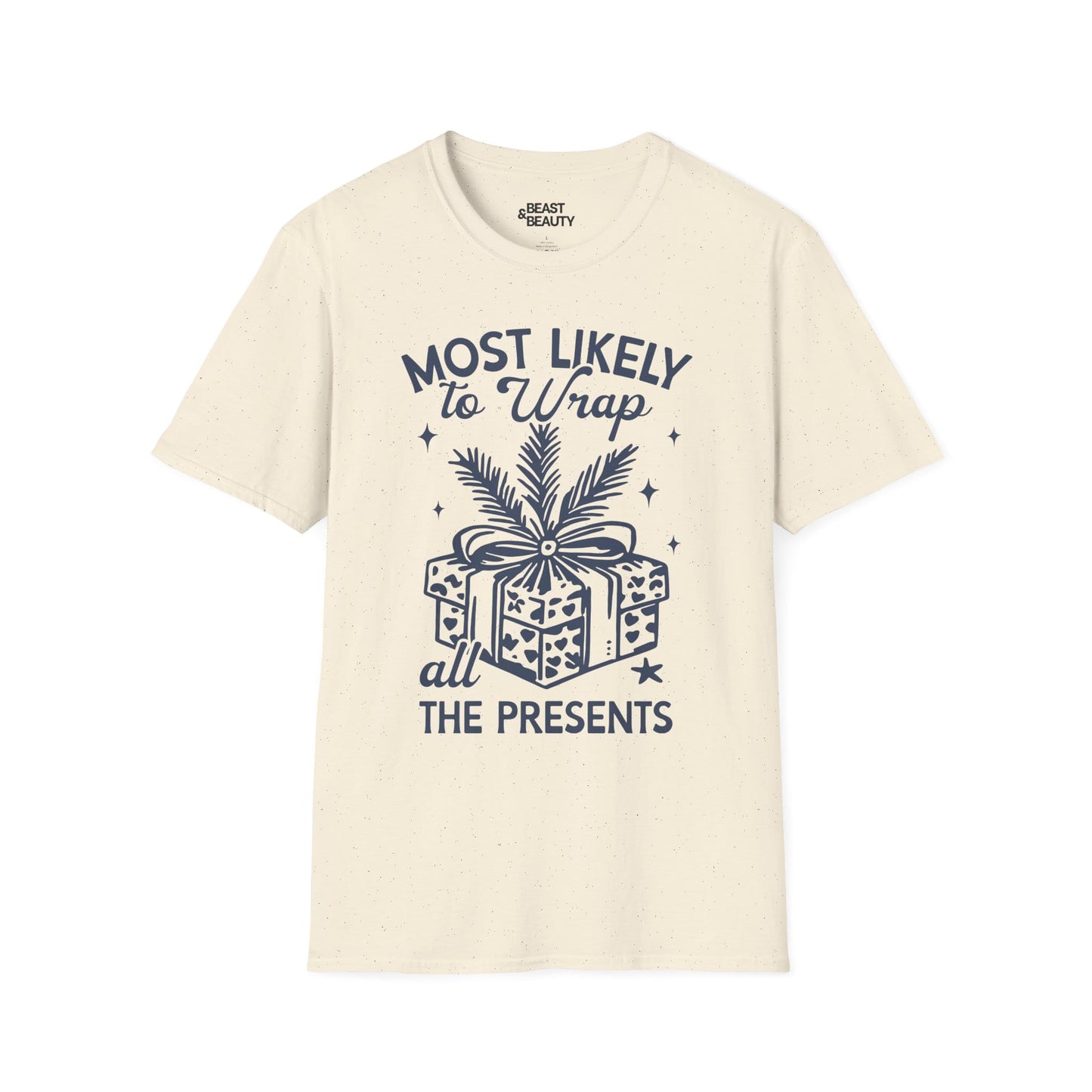 most likely to wrap all the presents christmas t-shirt natural t-shirt Christmas gift idea