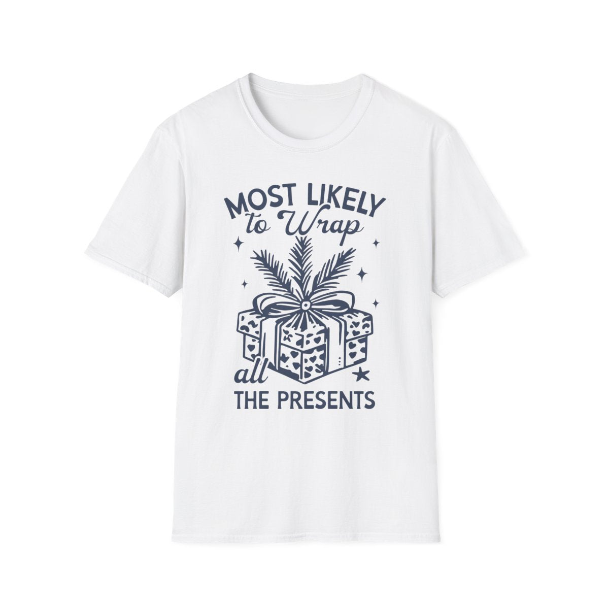 light blue t-shirt with gift wrapping slogan for christmas gift