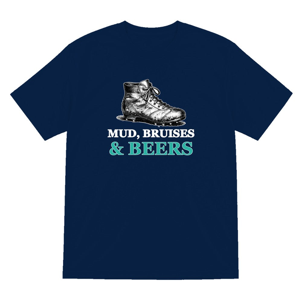 Mud Bruises And Beers Funny Rugby T-Shirt & Sweatshirt T-Shirt in Navy