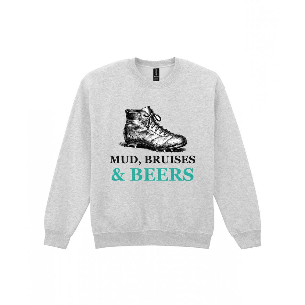 Mud Bruises And Beers Funny Rugby T-Shirt & Sweatshirt Sweatshirt in Sport Grey