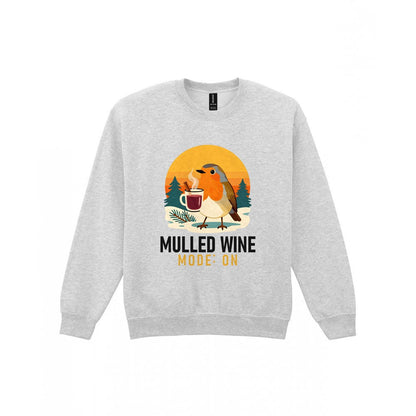 Mulled Wine Mode Funny Christmas Jumper & T-Shirt Sweatshirt in Sport Grey