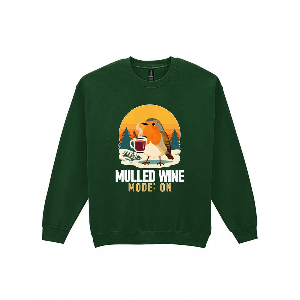 Mulled Wine Mode Funny Christmas Jumper & T-Shirt Sweatshirt in Forest Green