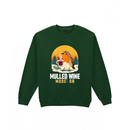 Mulled Wine Mode Funny Christmas Jumper & T-Shirt Sweatshirt in Forest Green