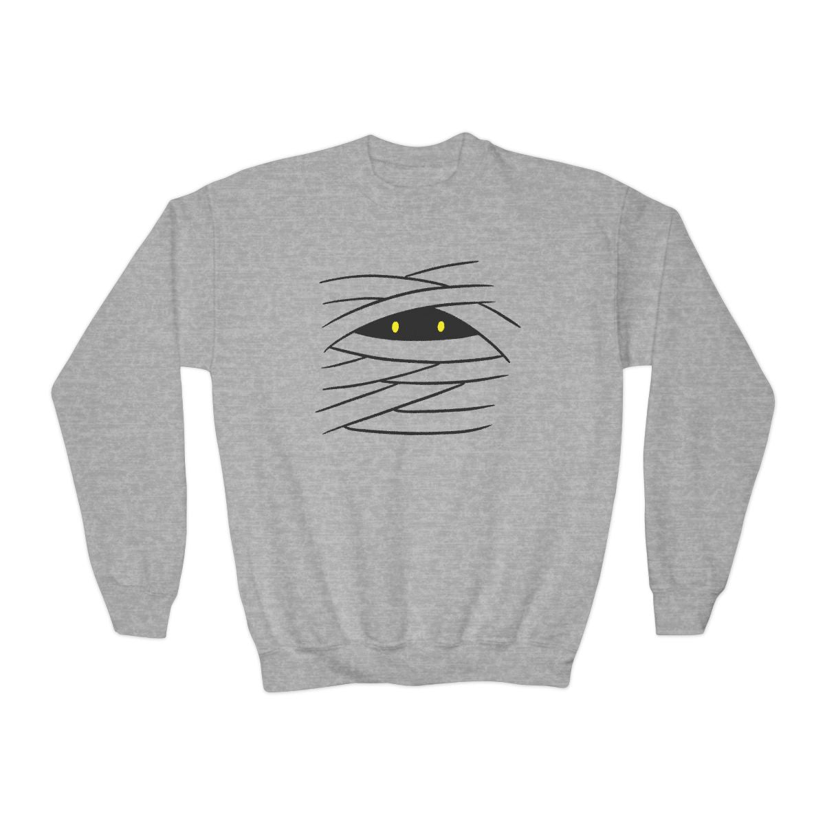 sport grey kids sweatshirt with minimalist mummy face design
