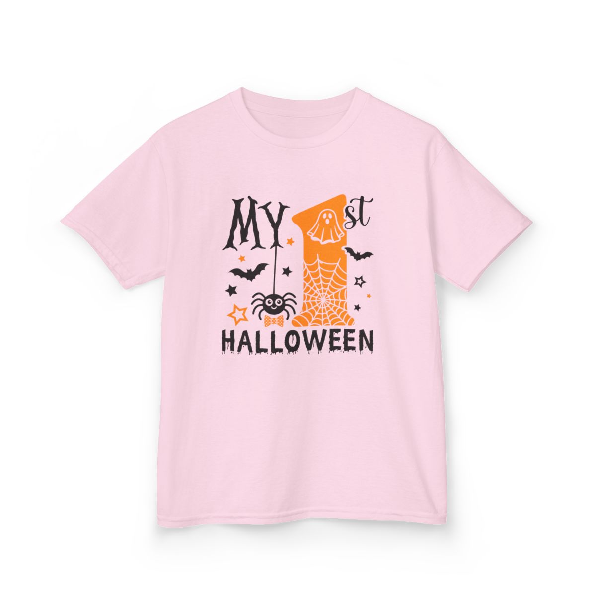 royal blue kids t-shirt with my 1st halloween baby's first design