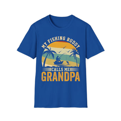 royal blue t-shirt with funny grandpa fishing design lifestyle wear