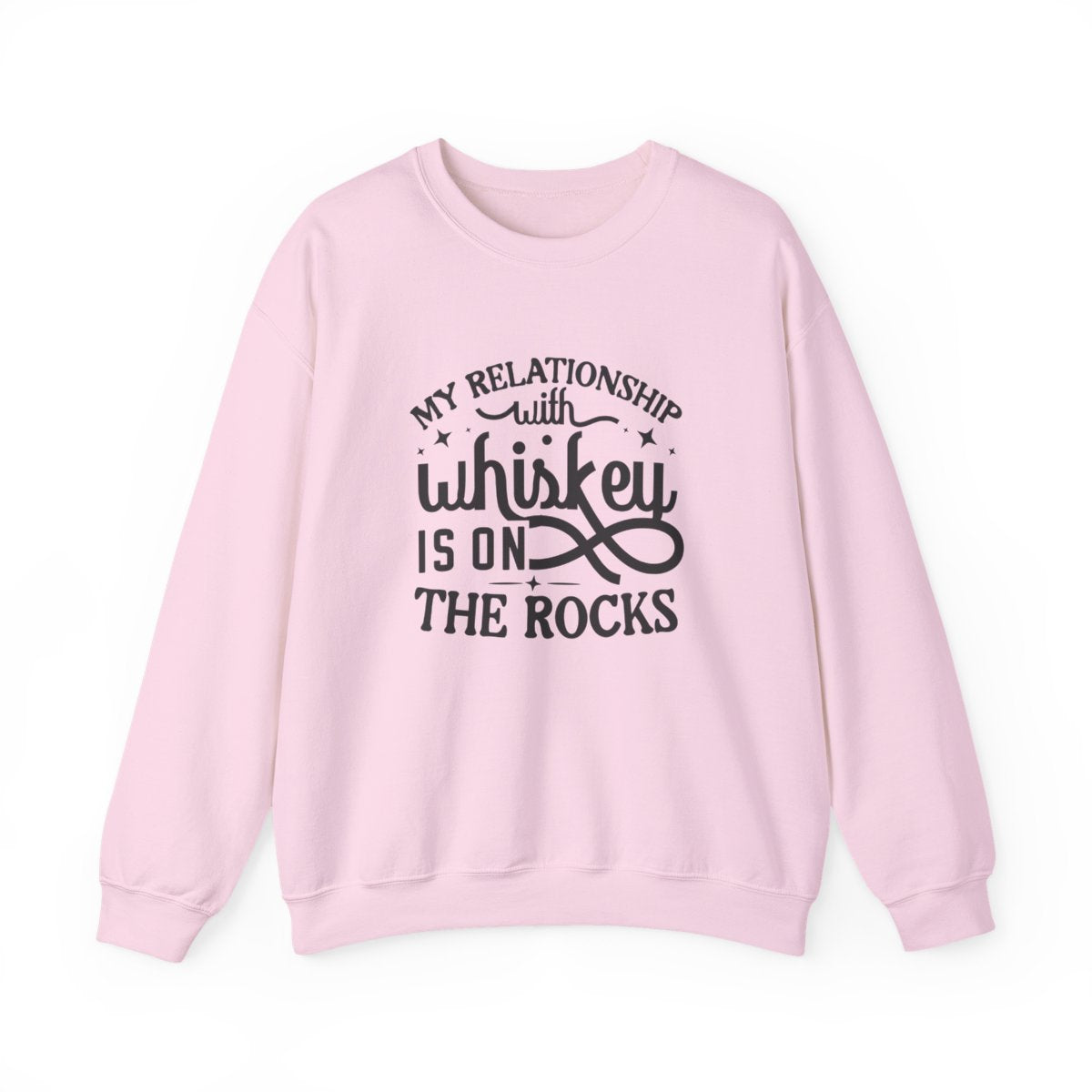 sand sweatshirt with funny whiskey rocks design multiple angle view