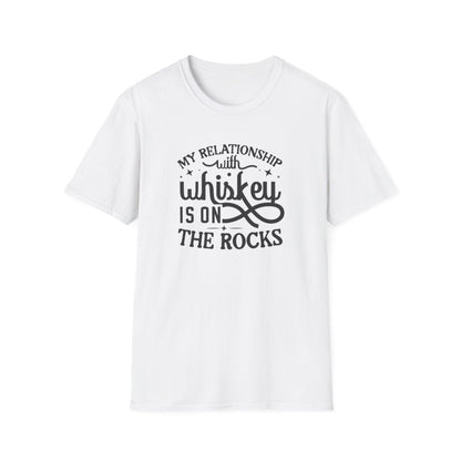 sport grey t-shirt featuring humorous relationship with whiskey slogan print