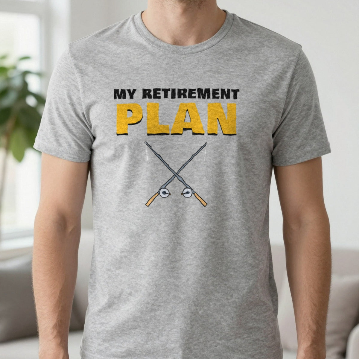 My Retirement Plan Funny Fishing T-Shirt & Sweatshirt in Sport Grey (T-Shirt), worn, our photo