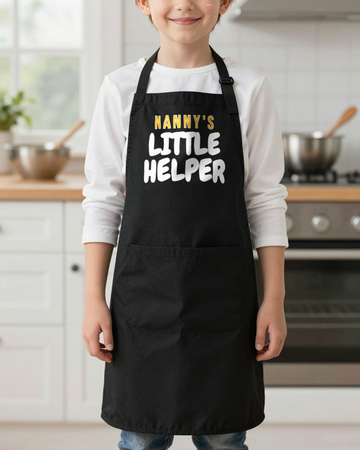 Nanny's Kitchen & Little Helper kids apron, worn