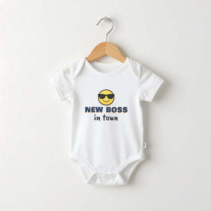 New Boss In Town white baby grow on a hanger