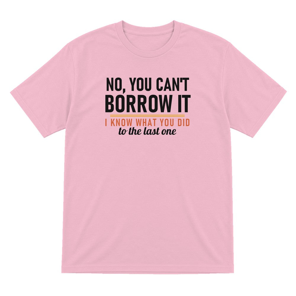 No You Can't Borrow It I Know What You Did To The Last One Funny T-Shirt & Sweatshirt T-Shirt in Light Pink