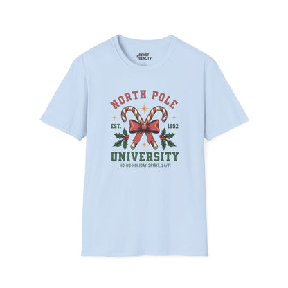 north pole university christmas t-shirt light blue t-shirt Christmas gift idea