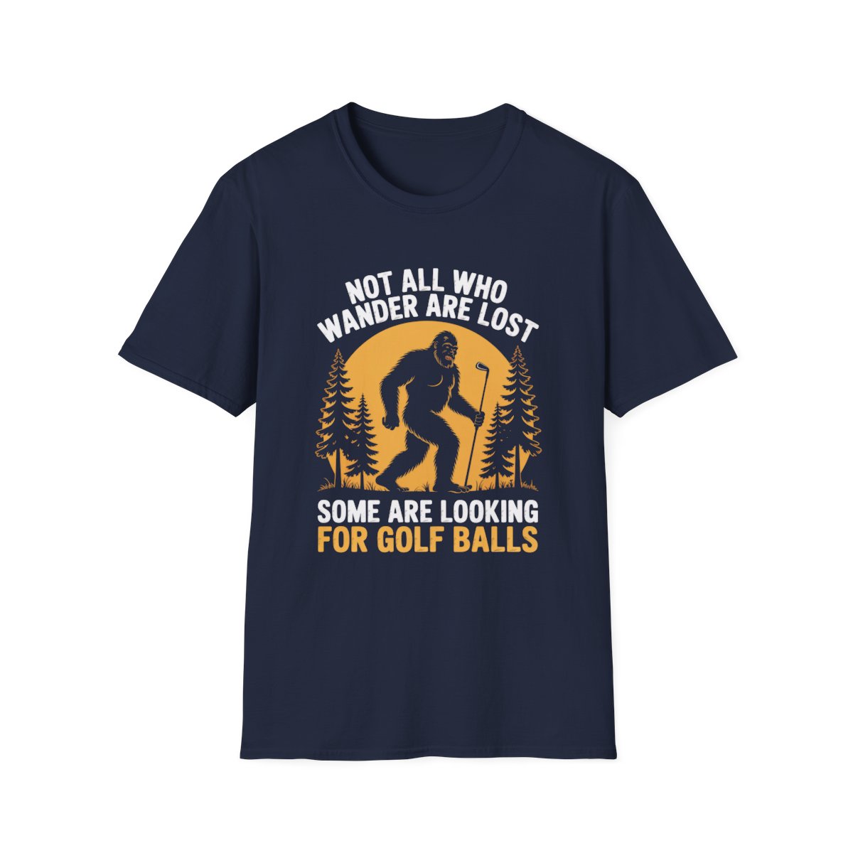 black t-shirt with adventurous golf dad graphic design