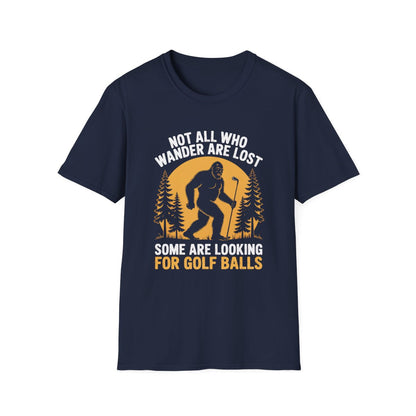 black t-shirt with adventurous golf dad graphic design