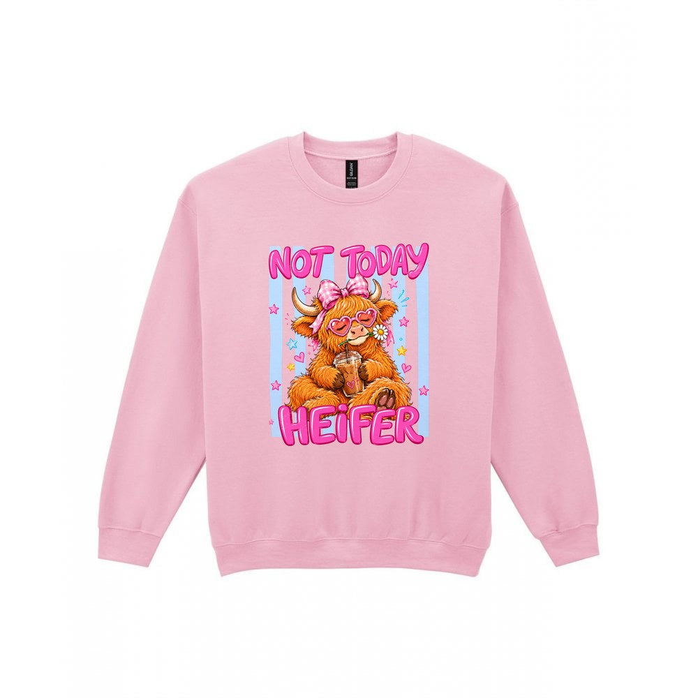 Not Today Heifer T-Shirt & Sweatshirt Sweatshirt in Light Pink