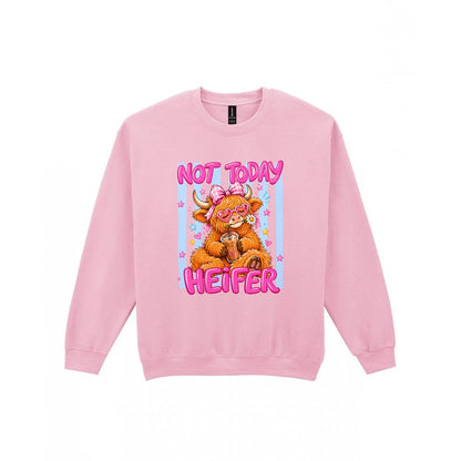 Not Today Heifer T-Shirt & Sweatshirt Sweatshirt in Light Pink