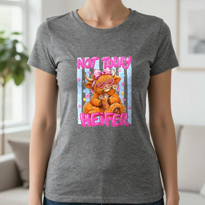 Not Today Heifer T-Shirt & Sweatshirt in Charcoal, worn, our photo