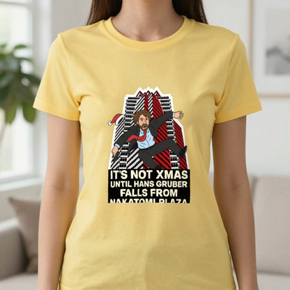 Not Xmas Until He Falls From The Plaza Christmas T-Shirt & Sweatshirt in Daisy, worn, our photo