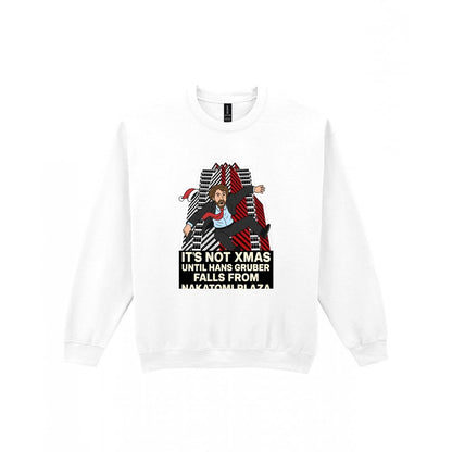 Not Xmas Until He Falls From The Plaza Christmas T-Shirt & Sweatshirt Sweatshirt in White