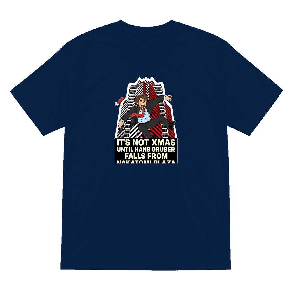 Not Xmas Until He Falls From The Plaza Christmas T-Shirt & Sweatshirt T-Shirt in Navy