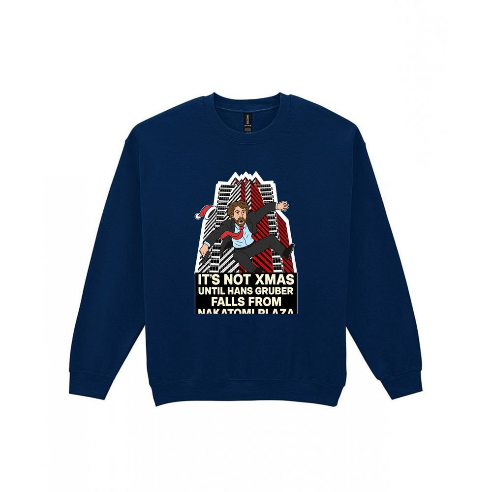 Not Xmas Until He Falls From The Plaza Christmas T-Shirt & Sweatshirt Sweatshirt in Navy