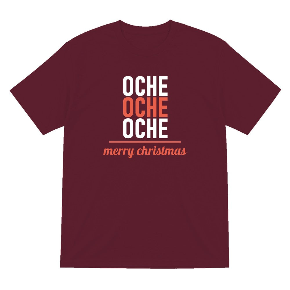 Oche Oche Oche Funny Darts Christmas Jumper & T-Shirt T-Shirt in Maroon