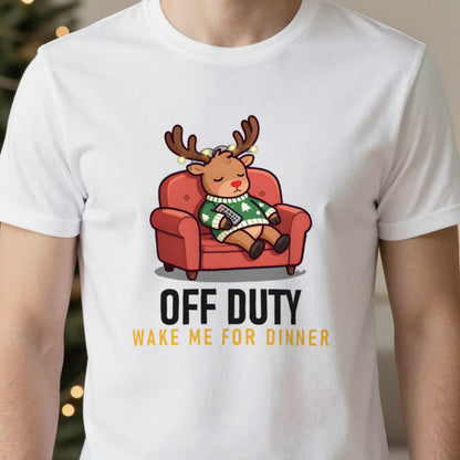 Off Duty Reindeer Funny Christmas Jumper & T-Shirt in another colour