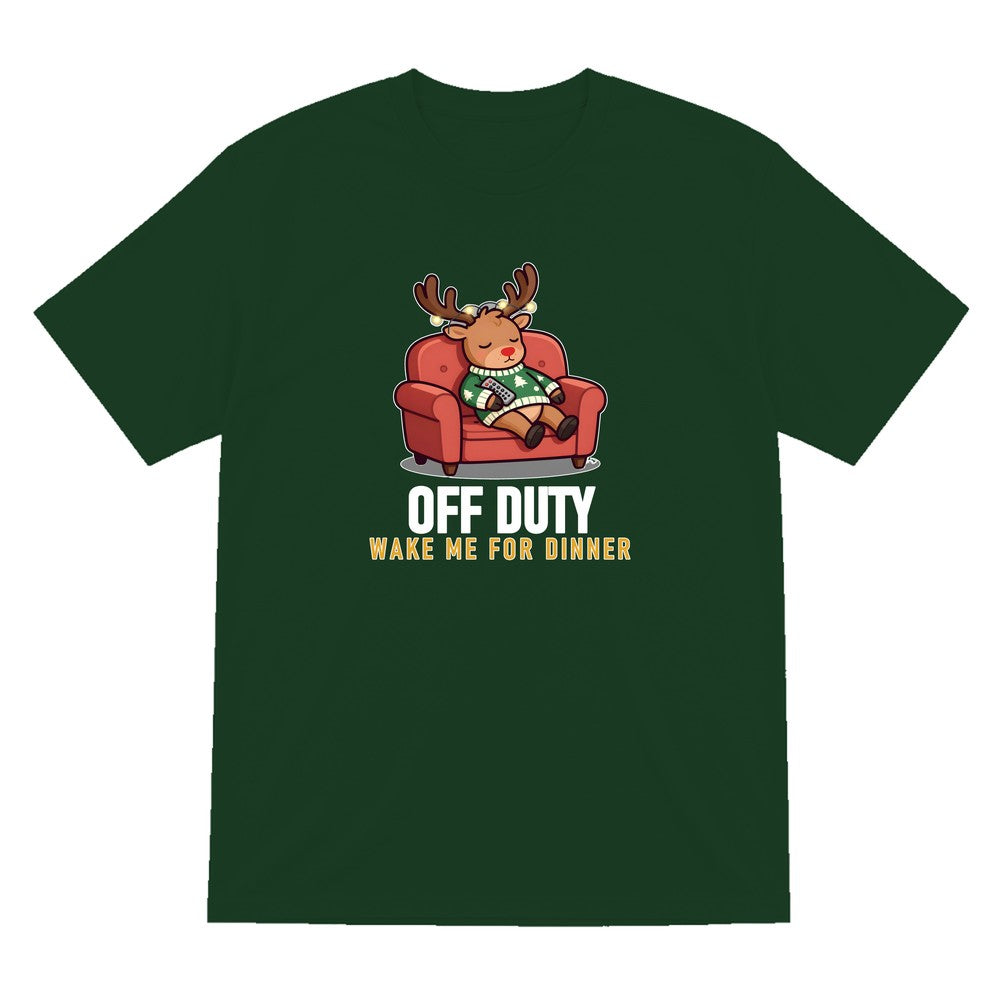 Off Duty Reindeer Funny Christmas Jumper & T-Shirt T-Shirt in Forest Green