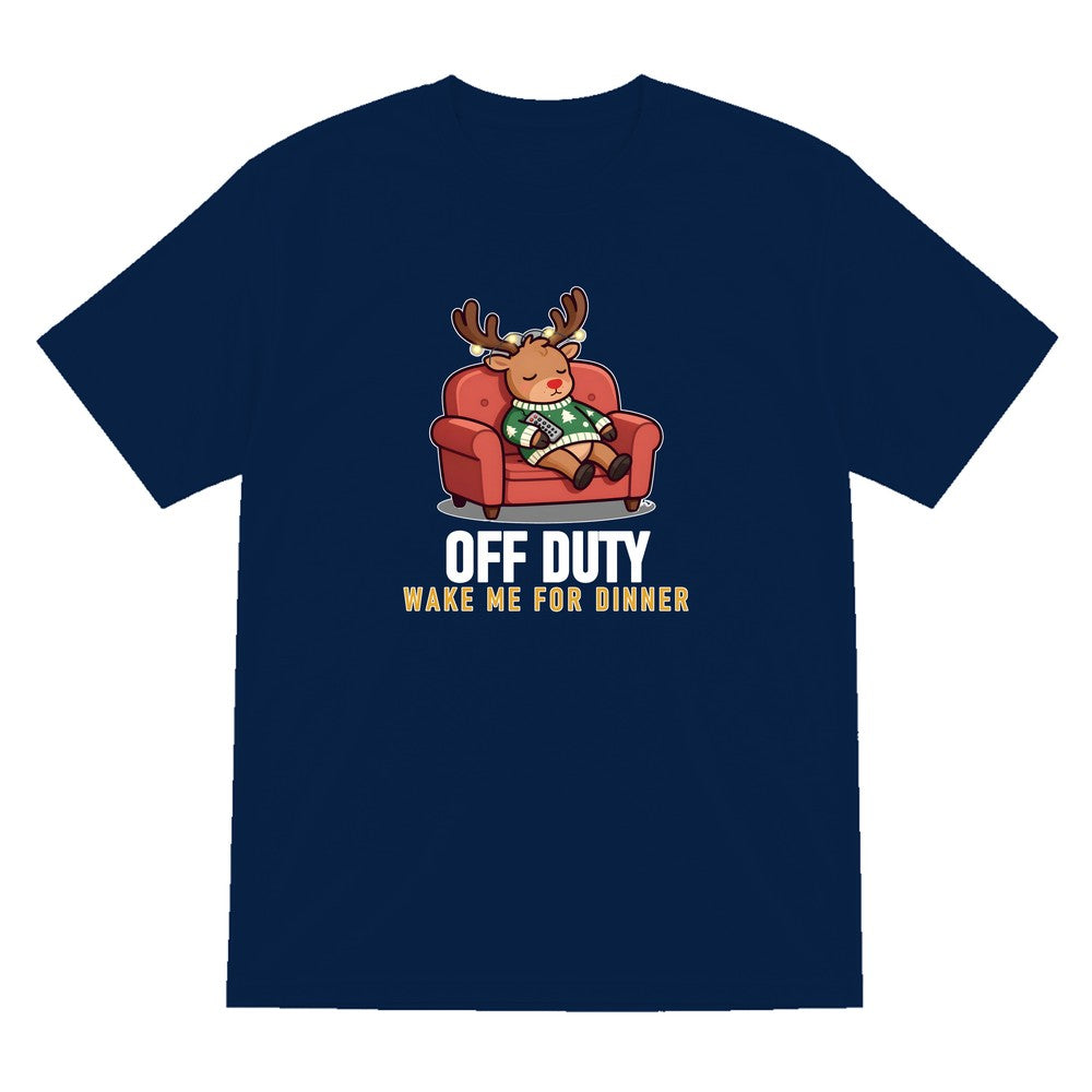 Off Duty Reindeer Funny Christmas Jumper & T-Shirt T-Shirt in Navy