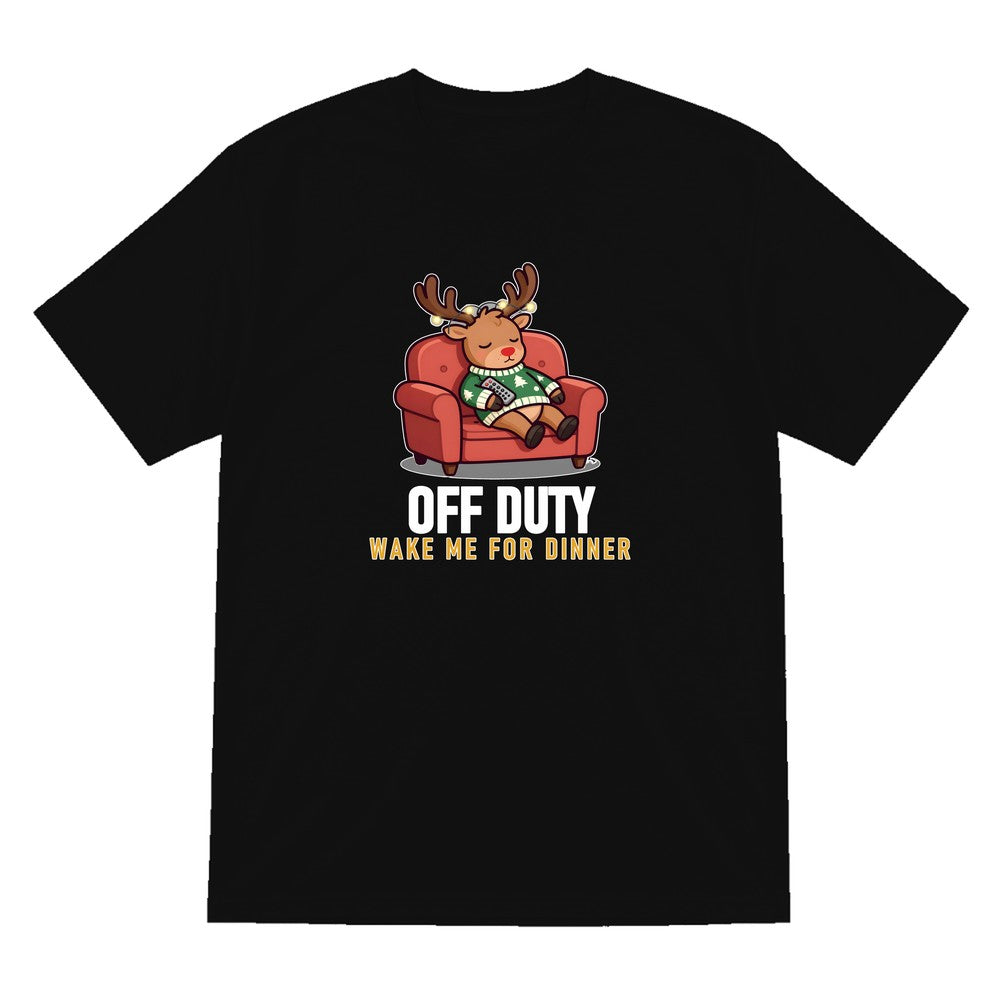 Off Duty Reindeer Funny Christmas Jumper & T-Shirt T-Shirt in Black