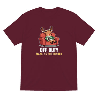 Off Duty Reindeer Funny Christmas Jumper & T-Shirt T-Shirt in Maroon