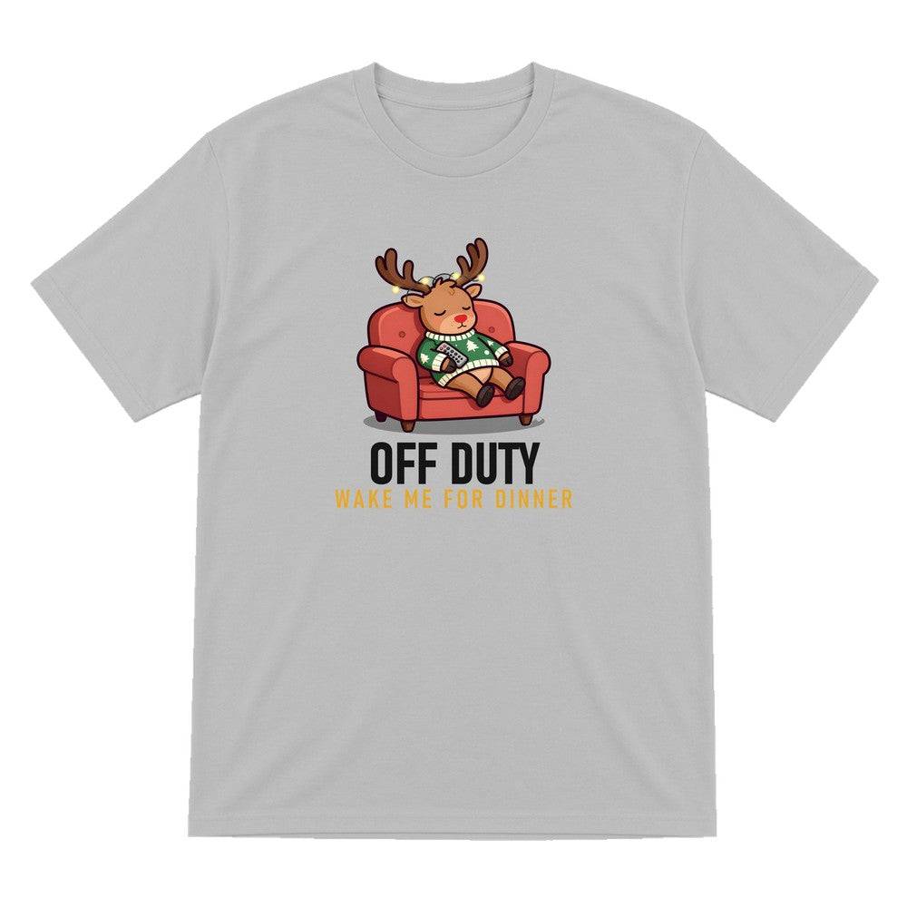 Off Duty Reindeer Funny Christmas Jumper & T-Shirt T-Shirt in Sport Grey