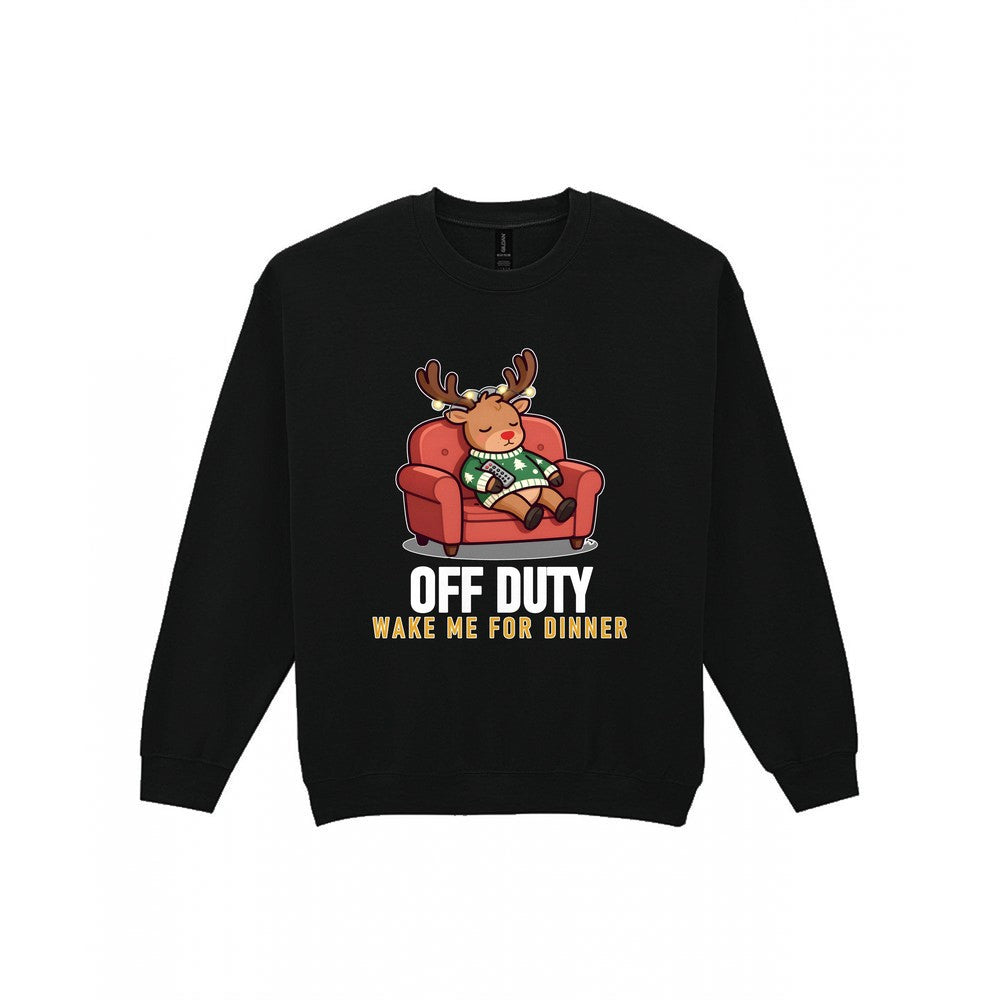 Off Duty Reindeer Funny Christmas Jumper & T-Shirt Sweatshirt in Black